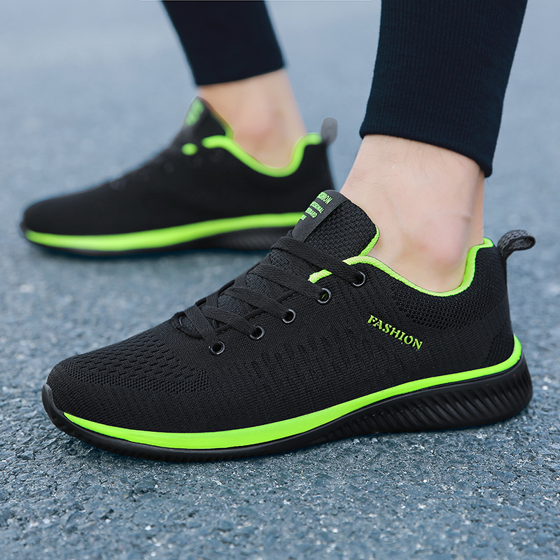 Knit Fabric Lace Up Sneakers - MAEDEF-Chaussures de sport décontractées respirantes pour