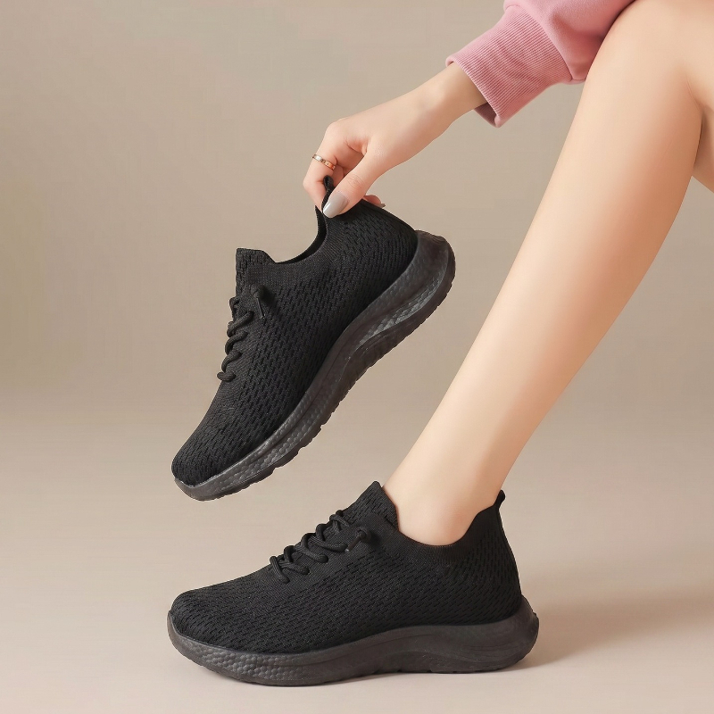 Chaussures de marche d'été pou - Knit Fabric Lace Up Sneakers avis et prix