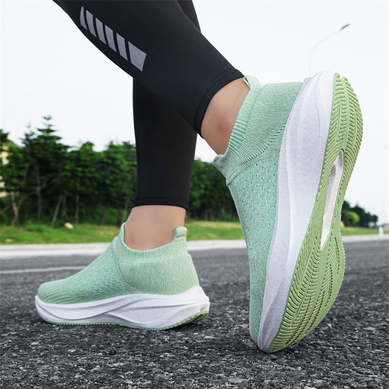 Chaussures de course unisexes  - Knit Fabric Lace Up Sneakers avis et prix